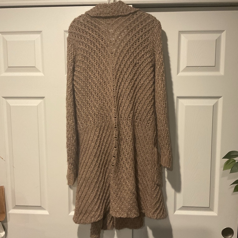 Free People Alpaca Wool Long Knit Cardigan Trench Sweater Coat Duster Jacket, M - Picture 5 of 6